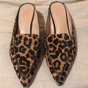 Franco Sarto Leopard Calf Hair Mules